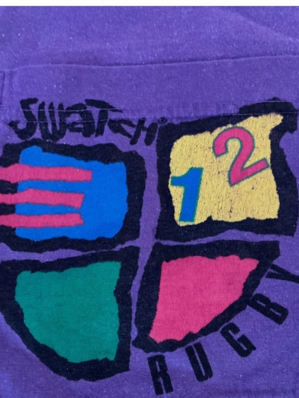 Vintage Unisex Swatch Purple 3/4 Sleeve Shirt 100% Heavy Cotton Size L/XL